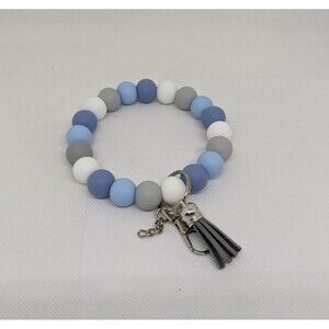 Wristlet & Keychain - Blue & Grey